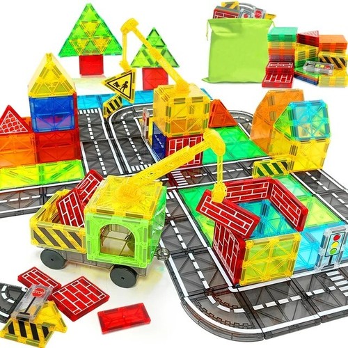 Magnetic road set with car - with,