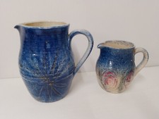 Vintage JO IOW(Isleof Wight)Pottery- Pair of Cobalt Blue Multi Pitchers/Jugs VGC