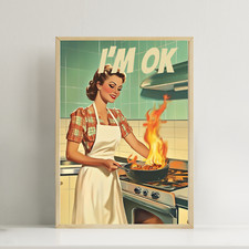 Retro kitchen print - retro,