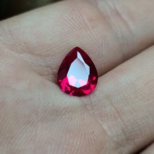 Lab Grown Blood Red Ruby Facet 8X10mm Pear Unheated Loose Gemstone