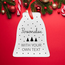 Personalised Ceramic Christmas Bauble  Custom Text Tree Decoration keepsake Gift
