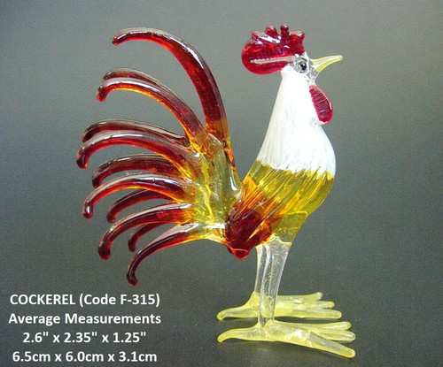 Coloured glass rooster - coloured,