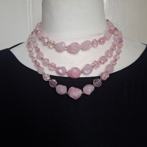 Pink multi strand beaded - multi,