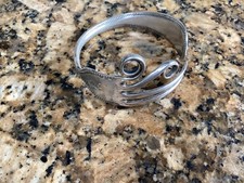 Vintage Silver Plated Sheffield England Fork Bangle Cuff Bracelet Handmade