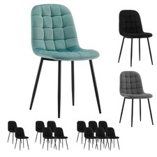 4X Velvet Dining Chairs Metal Legs Dining Room Kitchen Chair Green Black Grey