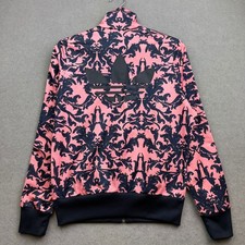 Adidas Originals Jacket Women UK 16 L Pink Baroque Paisley Farm Floral Full Zip