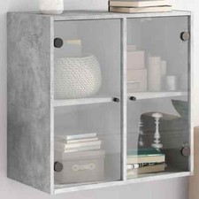  Wall Cabinet with Glass Doors, Storage Cupboard for Living Room, Wall I0G3