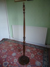 Vintage Turned and Fluted Wooden Standard Lamp Brass Fitting Pats Safety Tested