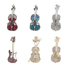 Elegant Vintage Alloy Violin Brooch Jewelry Gifts Accessory for Music Lovers