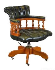 CHESTERFIELD VINTAGE GREEN LEATHER DIRECTORS CAPTAINS CHAIR