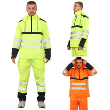 Hi Viz Waterproof Rainsuit Mens Rain Suit Set High Vis Visibility Jacket Trouser