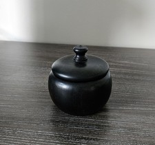 Vintage Gaboon Ebony Trinket Pot  8.5cm X 8.5cm Diam