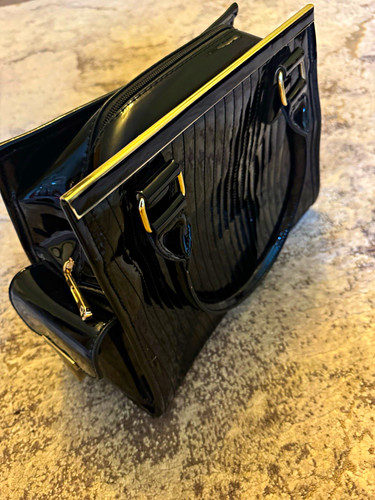 Black patent leather striped - ,