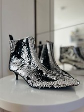 Zara Silver Sequin Ankle Boots