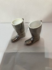 Two Silver Plated Riding Type Boots Says 1.5 In One Think They Were Shot Measure