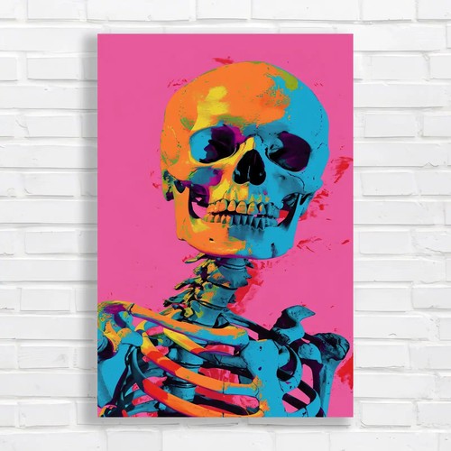 Colorful skull abstract - abstract, canvas