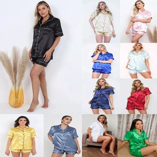 Women satin pyjamas - satin,