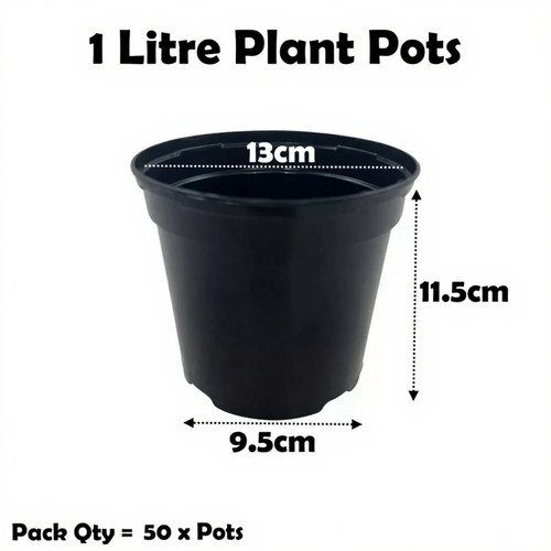 Litre black plant pots - litre,