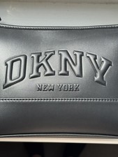 Dkny black leather gold zip - black,