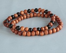 SET OF BAYONG WOOD & TIGER EBONY WOOD 6MM ROUNDS BRACELETS  7.25" ~ 18CM
