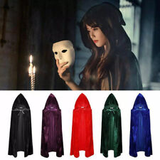Long Velvet Hooded Cloak Cape Vampire Witch Halloween Fancy Dress Unisex Cape's