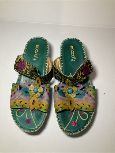 Socofy floral leather - floral, sandals