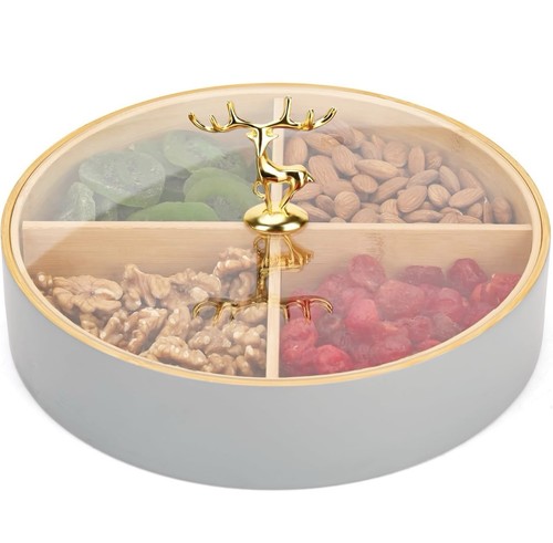 Large round serving tray with - round,