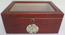 Quality Modern TCM Mahogany and Glass Humidor with Lock & Key 34.5x24x15.5cm