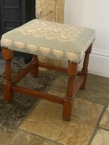 Crochet wooden foot stool - foot,