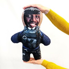 Personalised Mini Me Doll PC Police Man Custom Plush Face Teddy Cushion Gift