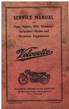 VELOCETTE VIPER VENOM MSS CLUBMAN SCRAMBLER THRUXTON '55-71 OWNER SERVICE MANUAL