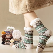 Slipper Socks Mens Womans Fluffy Knitted Non Slips Grip