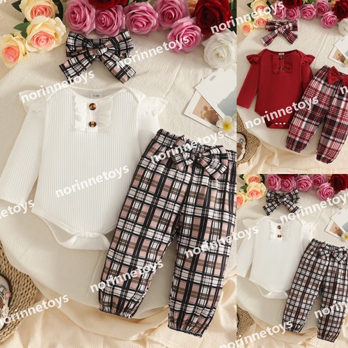 3pcs newborn baby girls - newborn, plaid