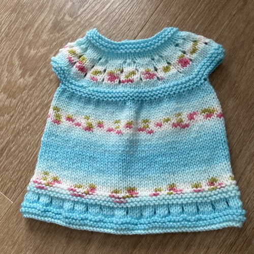 One hand knitted dolls dress - dolls,