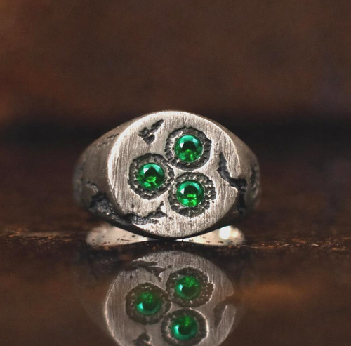 Emerald mens signet ring 925 - emerald,