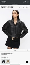 Miss Sixty LEATHER BIKER JACKET black size s au 8