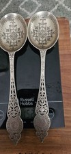 Victorian Silver Gilt Engraved Serving Spoons  152 Grams