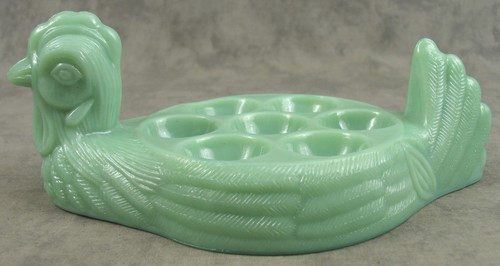 Jadeite green glass hen - jadeite,