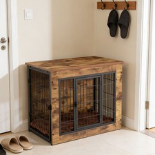 Rustic Brown Wooden Dog Crate