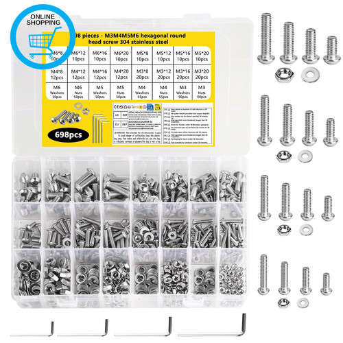 698 pcs bolts nuts set - pcs,