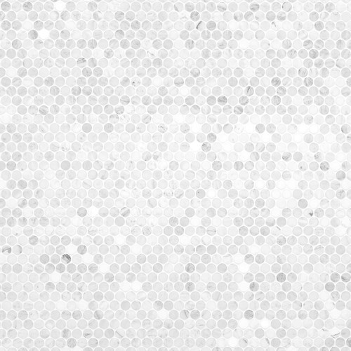 Carrara white penny - white, round