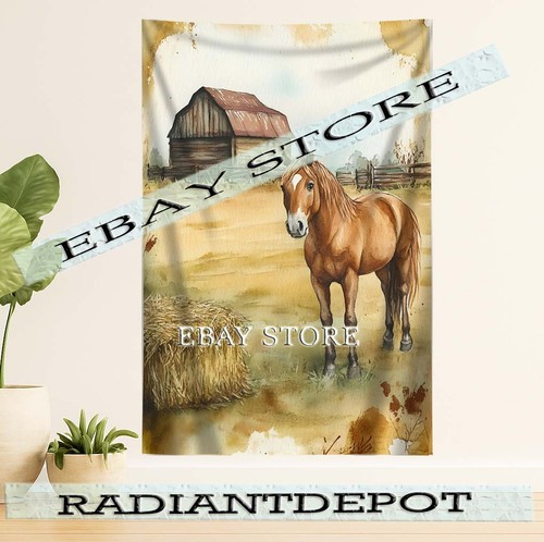 Barnyard horse tapestry - barnyard,