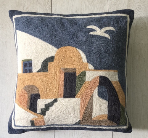 Greece santorini pillow wool - ,