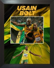 Usain Bolt Olympic Gold Medalist Sprinter Custom Framed Signed Photo Display COA