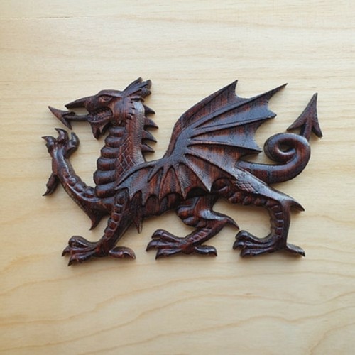 Welsh dragon wood carving oak - dragon,