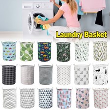 Washing Dirty Clothes Laundry Basket Canvas Baby Toy Hamper Bin Storage Bag Box