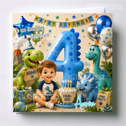 Personalised dinosaur 4th - personalised,