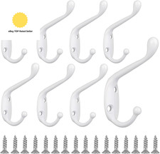 White Coat Hooks, 8 PCS Metal