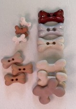 Dog Bone Buttons Assorted 12