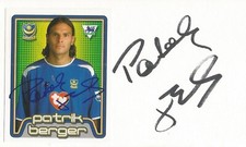 PORTSMOUTH, LIVERPOOL & CZECH REPUBLIC: PATRIK BERGER SIGNED 3x5 WHITECARD+COA